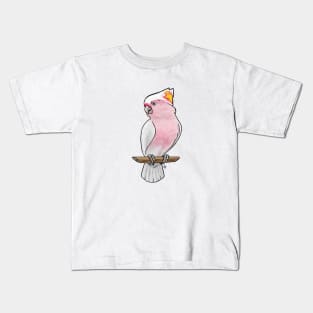 Bird - Pink Cockatoo - Crest Down Kids T-Shirt